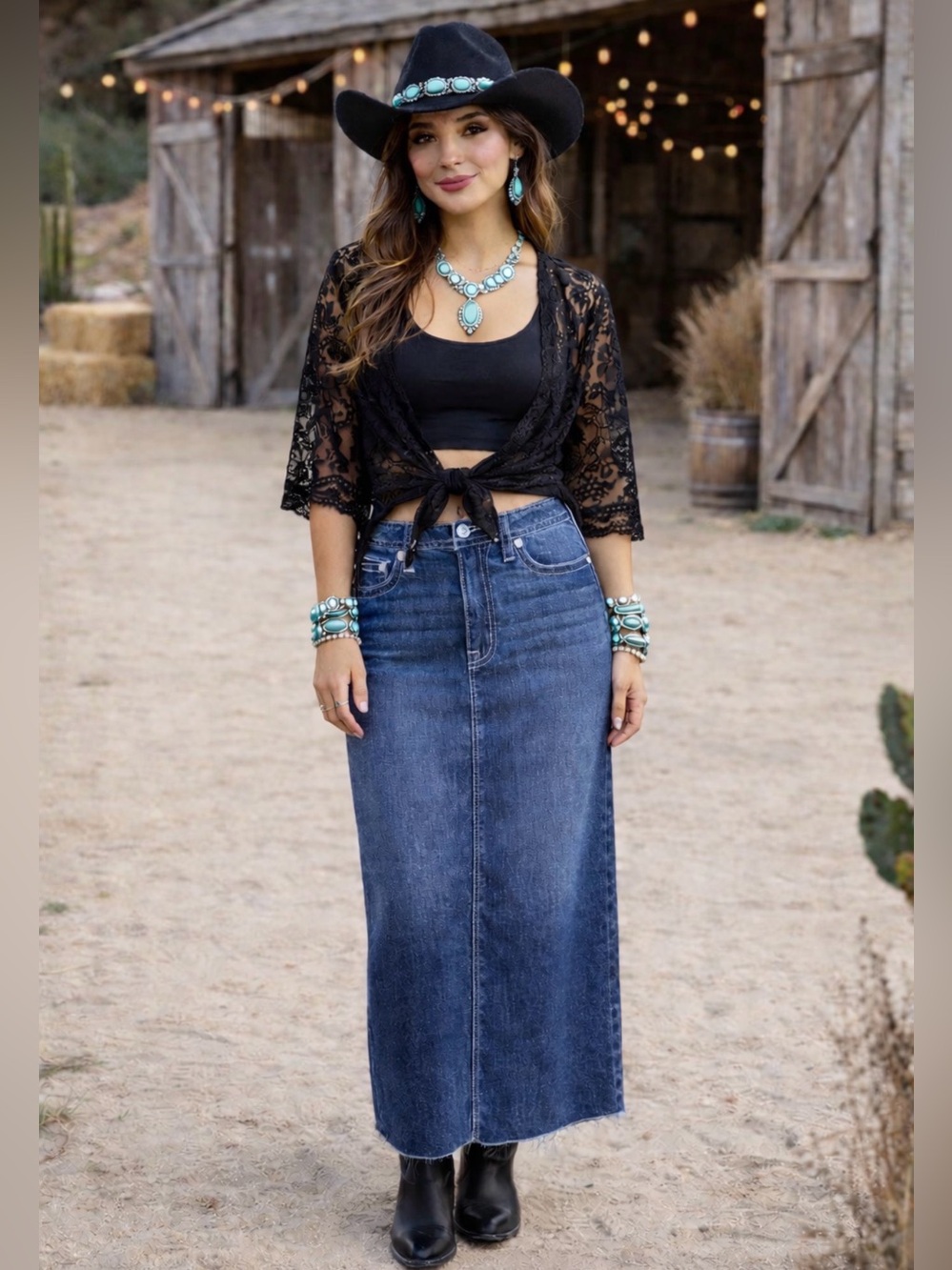 Miss Me Dark Blue Denim Maxi Skirt